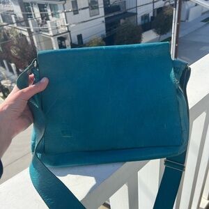m0851 blue leather crossbody messenger bag Canadian luxury designer boho